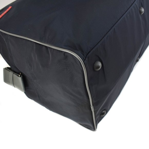 PRADA "Linea Rossa": Navy Blue, Tessuto Nylon & Logo Duffel/Weekender Bag (td) - Picture 9 of 13